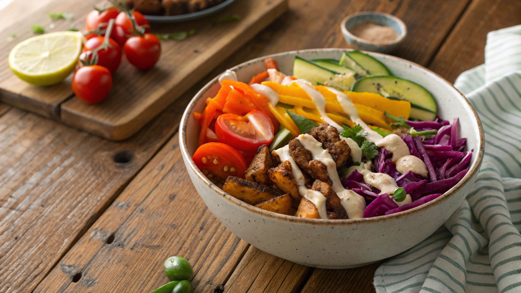 Keto Vegan Shawarma Meal Prep with Tahini Dressing