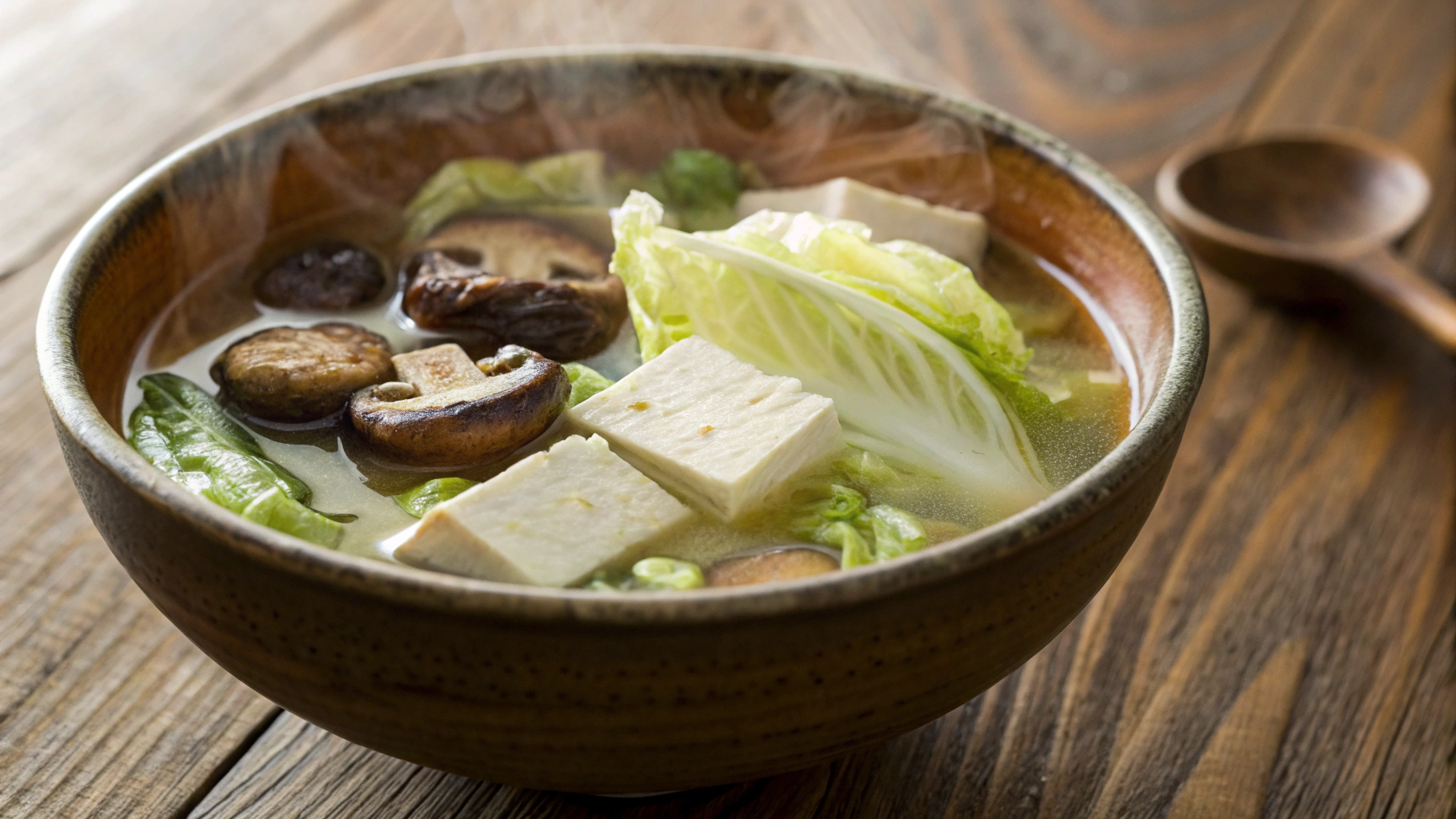 Low Carb Vegan Tofu Napa Cabbage Shiitake Soup