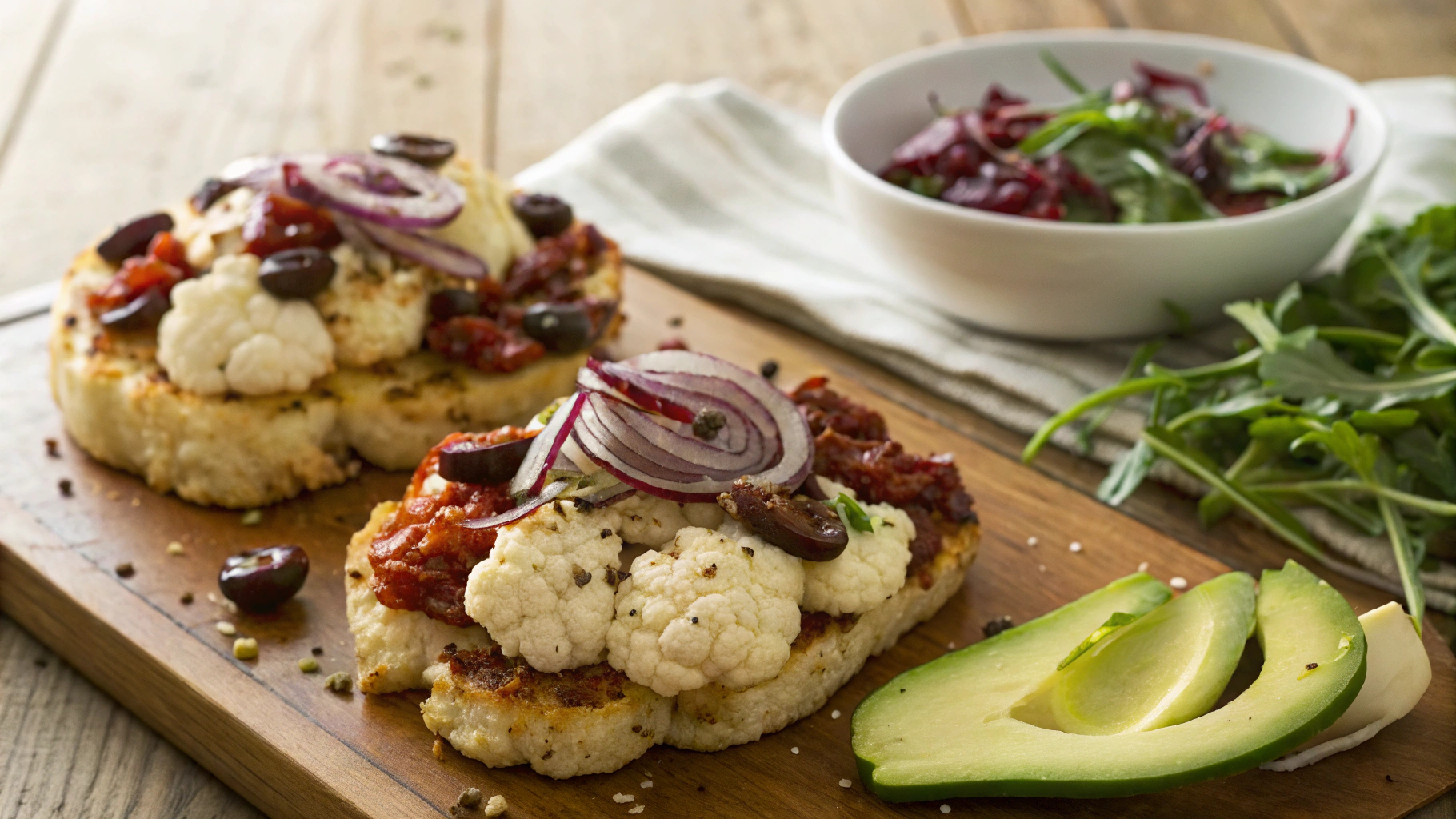 Keto Vegetarian Cauliflower Steak Pizza