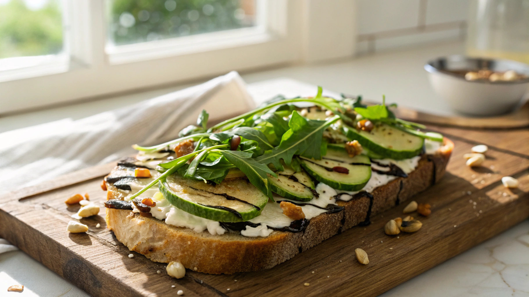 Keto Vegetarian Griddled Zucchini Open Sandwich