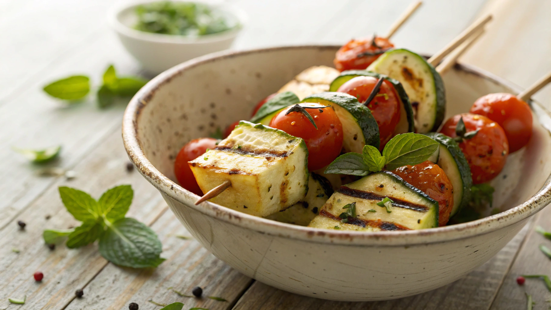 Low Carb Vegetarian Halloumi Kebabs