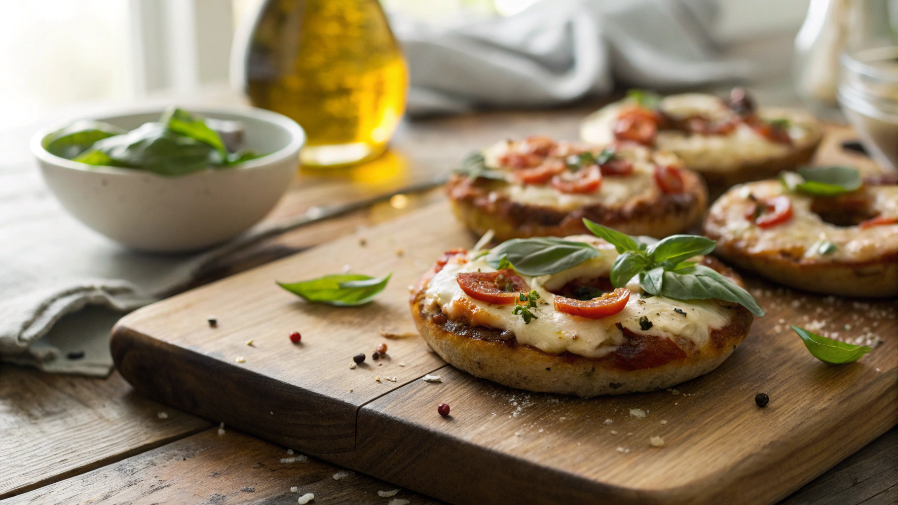 Keto Vegetarian Pizza Bagel Snack