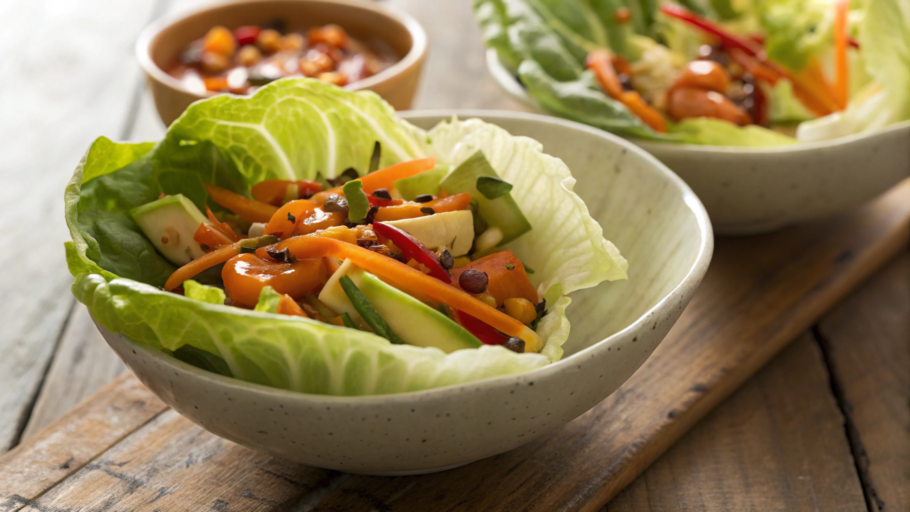 Keto Veggie Chili Mayo Lettuce Cups