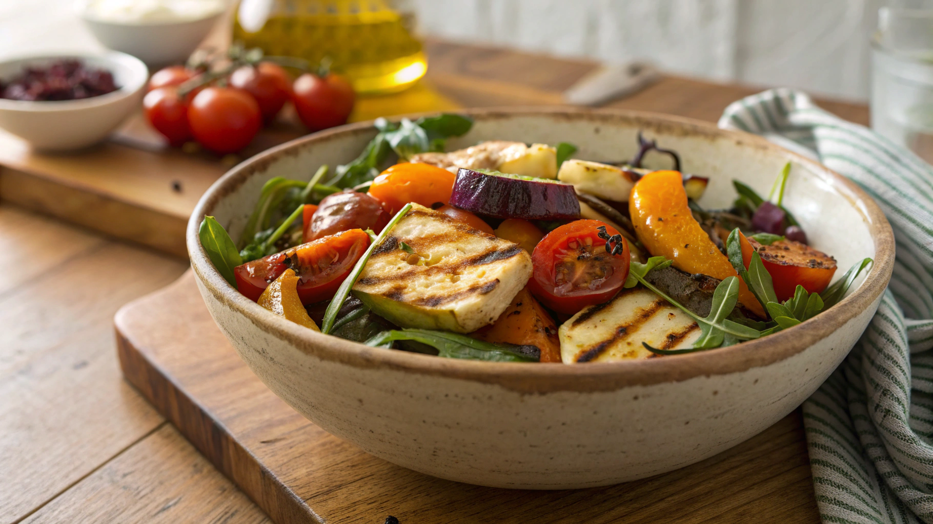 Low Carb Warm Halloumi Salad