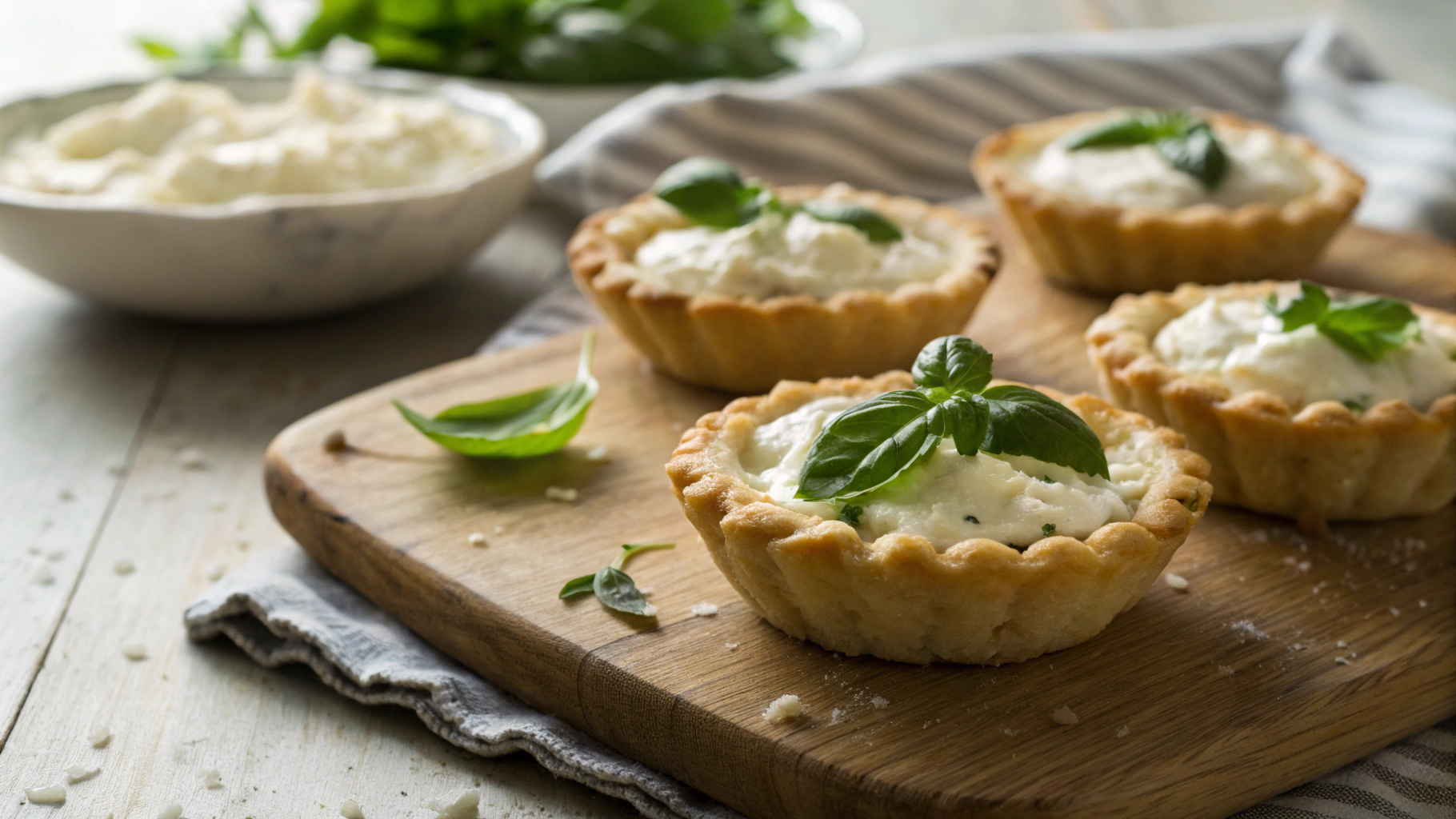 Keto Whipped Basil Ricotta Mini Tarts