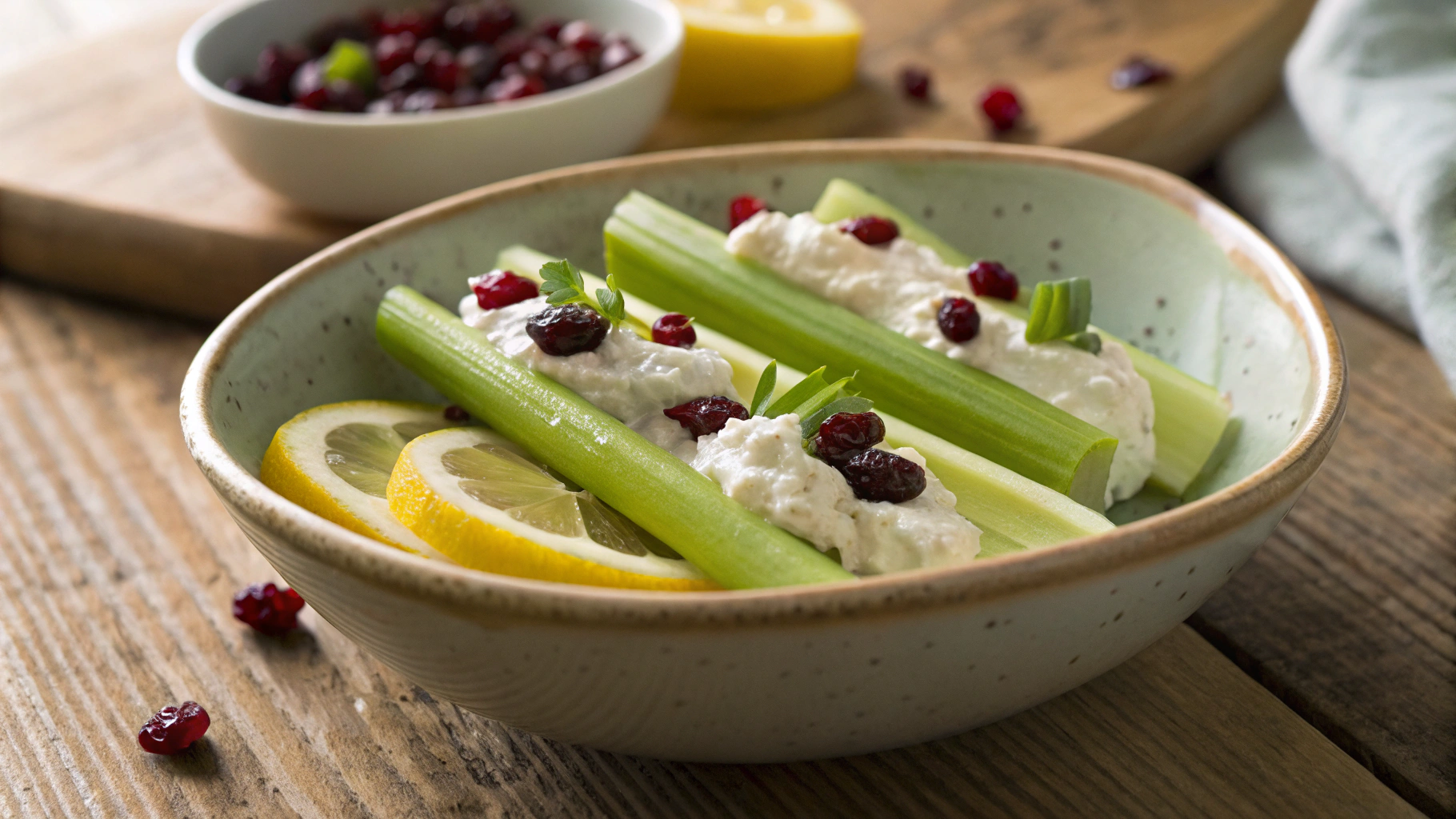 Keto Whipped Lemon Ricotta Stuffed Celery Stalks