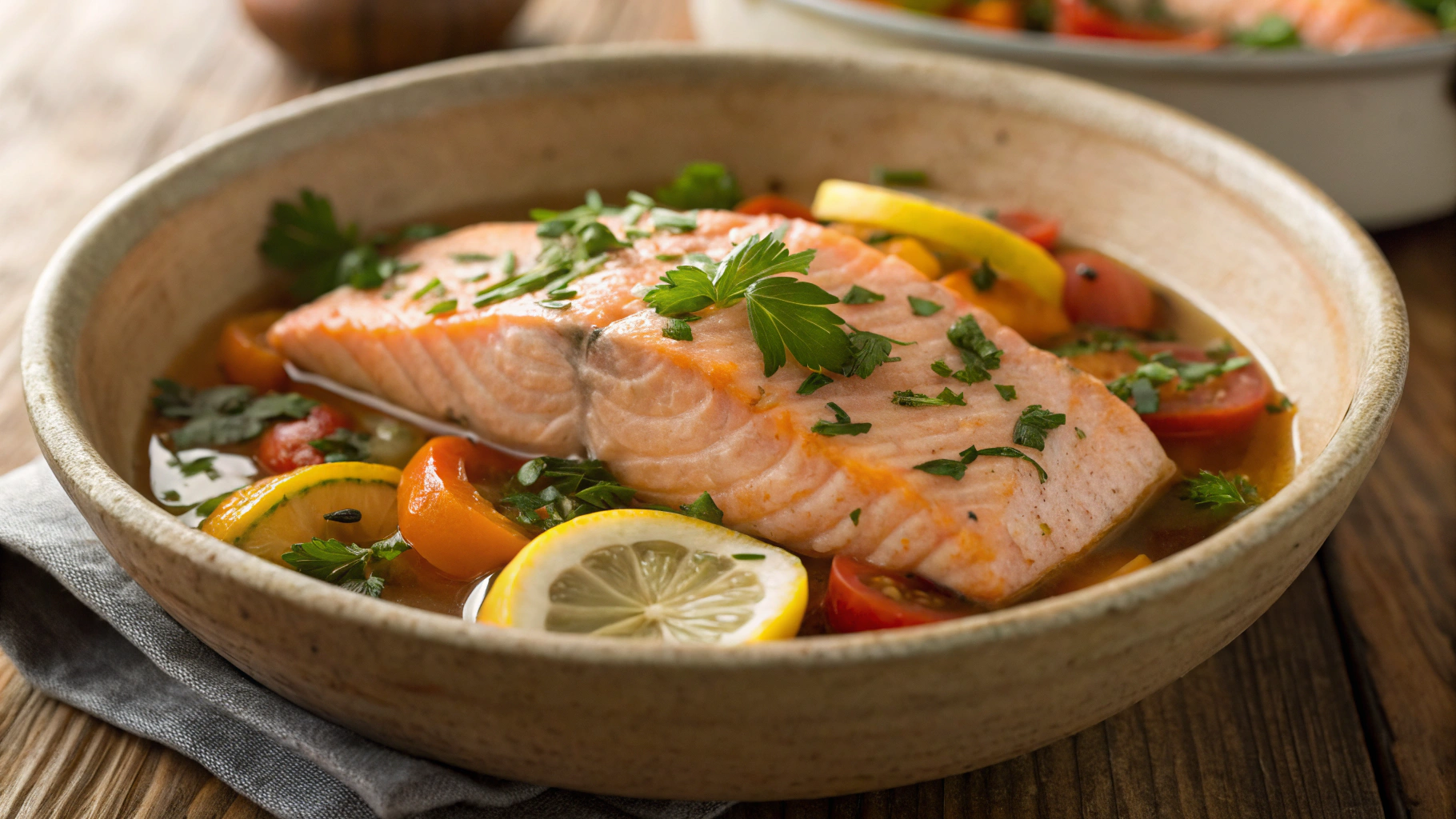 Keto Wine Poached Salmon