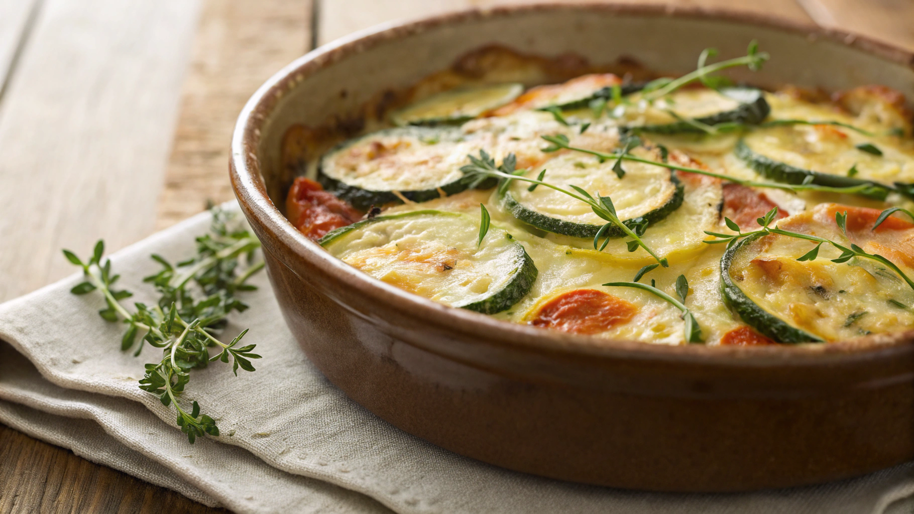 Keto Zucchini and Bell Pepper Gratin