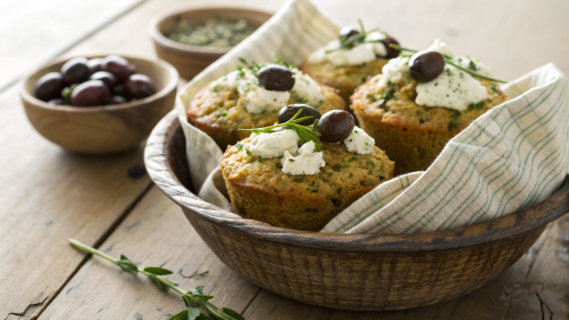 Keto Zucchini Bread Muffins with Feta and Olives