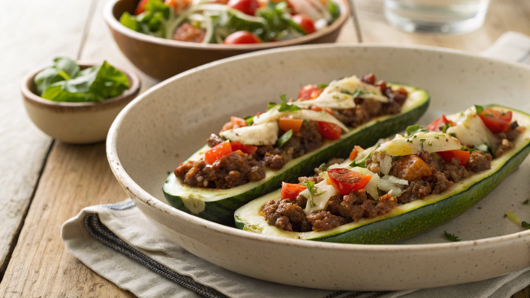 Keto Zucchini Burger Boats