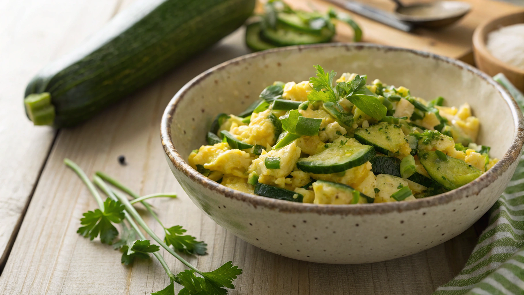 Keto Zucchini Scallion Hash and Egg Plate