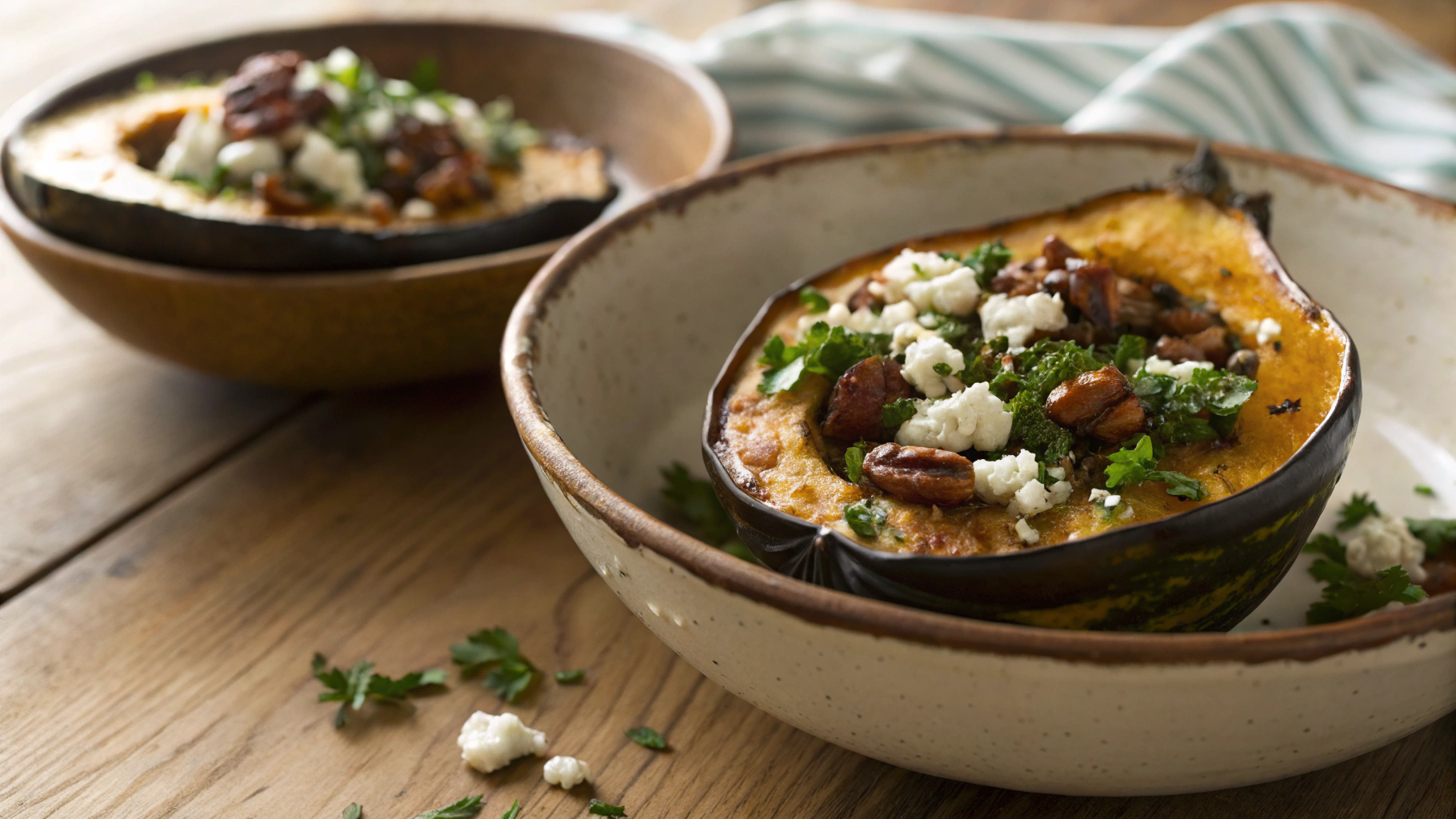 Low Carb Acorn Squash with Gremolata and Pecans