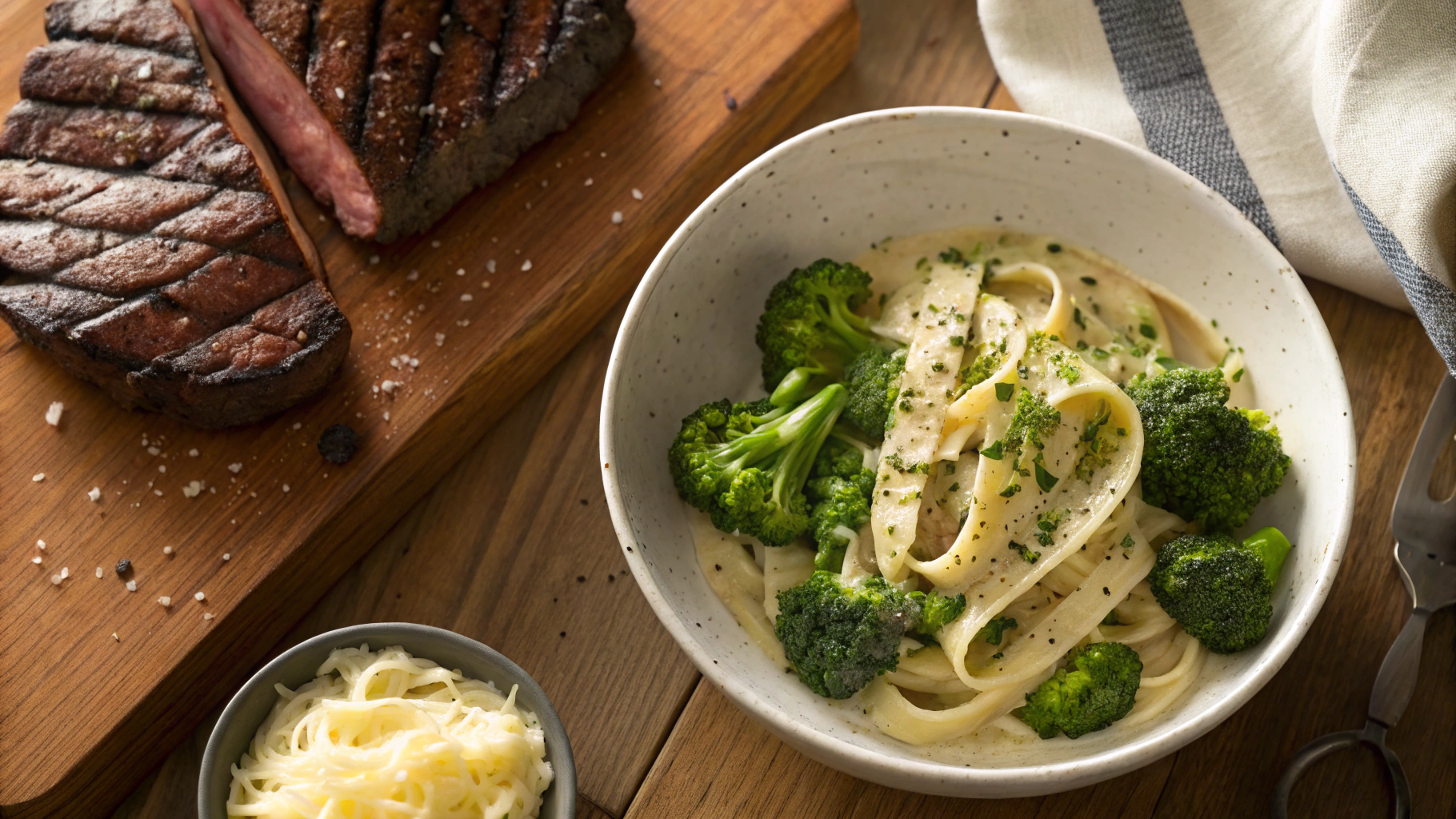 Low Carb Alfredo Steak Medallions and Broccoli