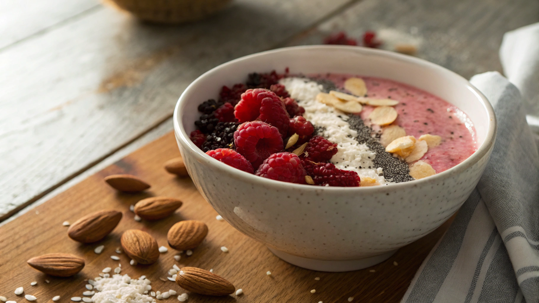 Low Carb Almond Butter And Jelly Smoothie Bowl (vegan)