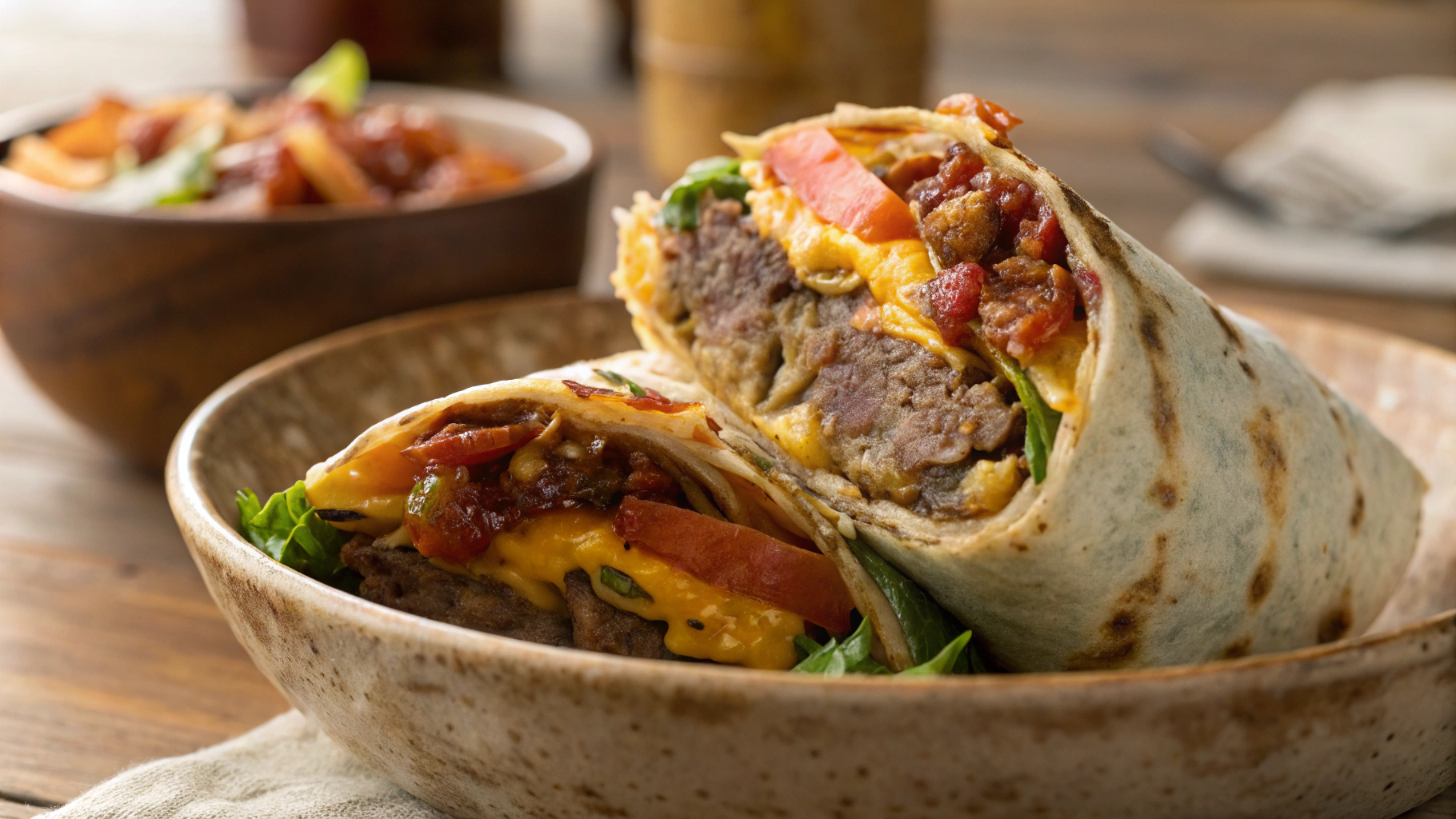 Keto Bacon Cheeseburger Burrito