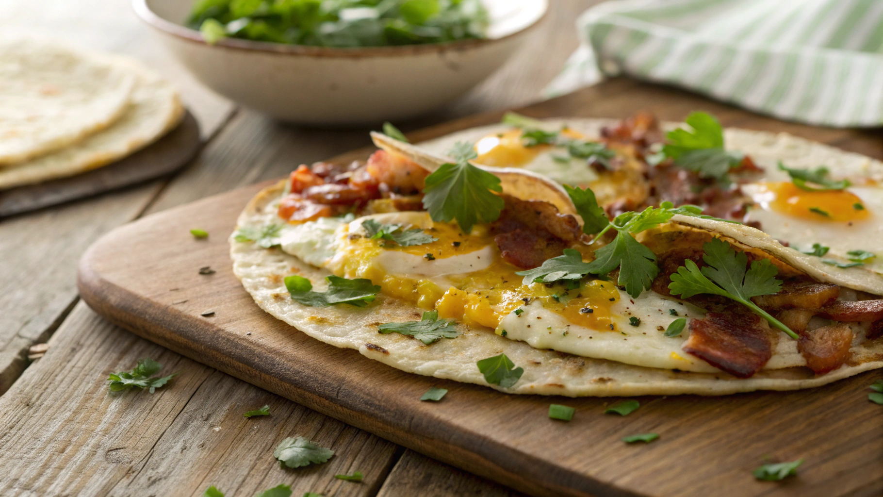 Low Carb Bacon Egg & Cheese Quesadilla w Grilled Mixed Vegetables