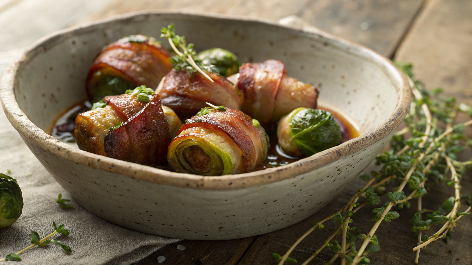Low Carb Bacon Wrapped Sprouts
