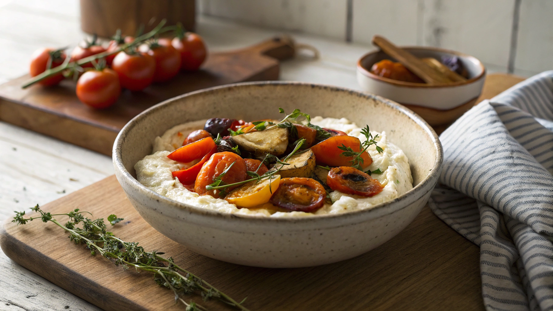 Low Carb Baked Ricotta With Roasted Peppers And Tomatoes