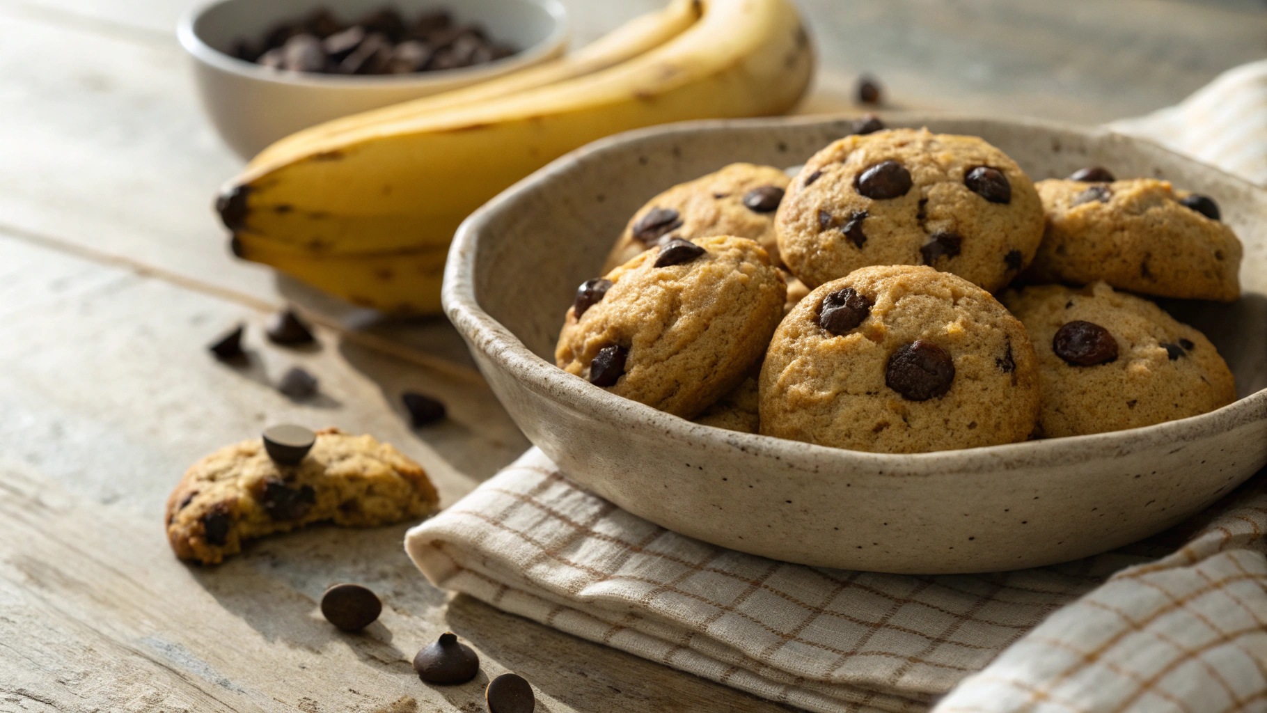 Low Carb Banana Flour Chocolate Chip Cookies