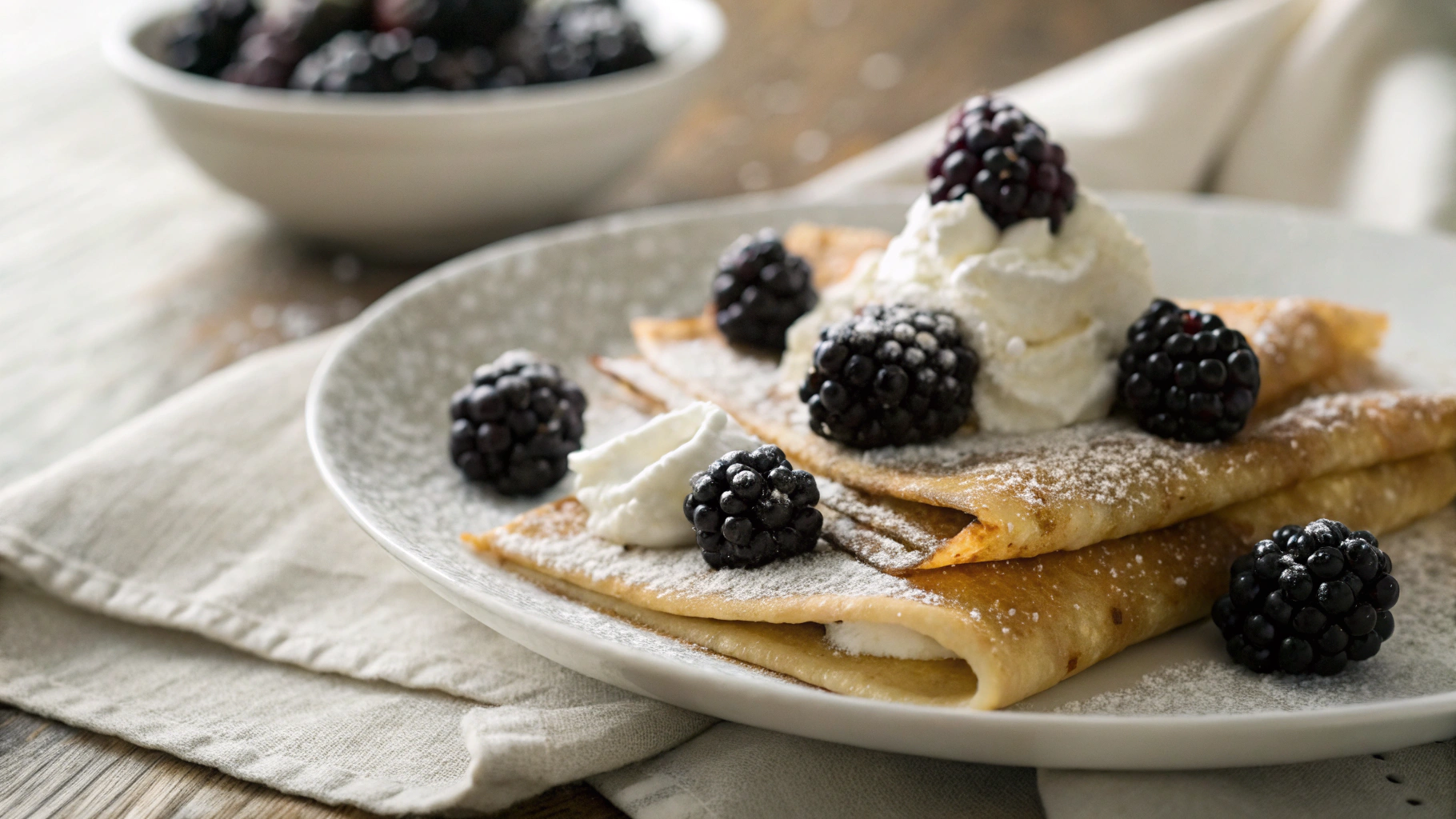 Low Carb Berries And Cream Crepes