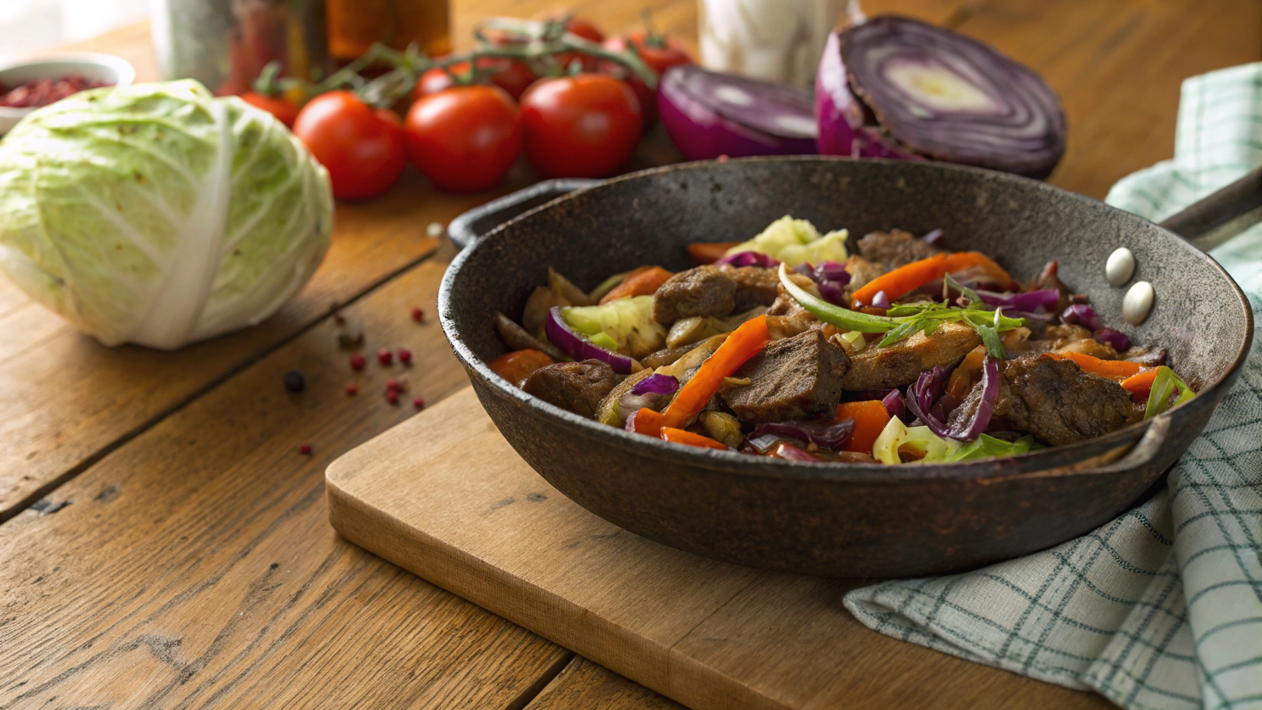 Keto Bierock Beef and Cabbage Skillet