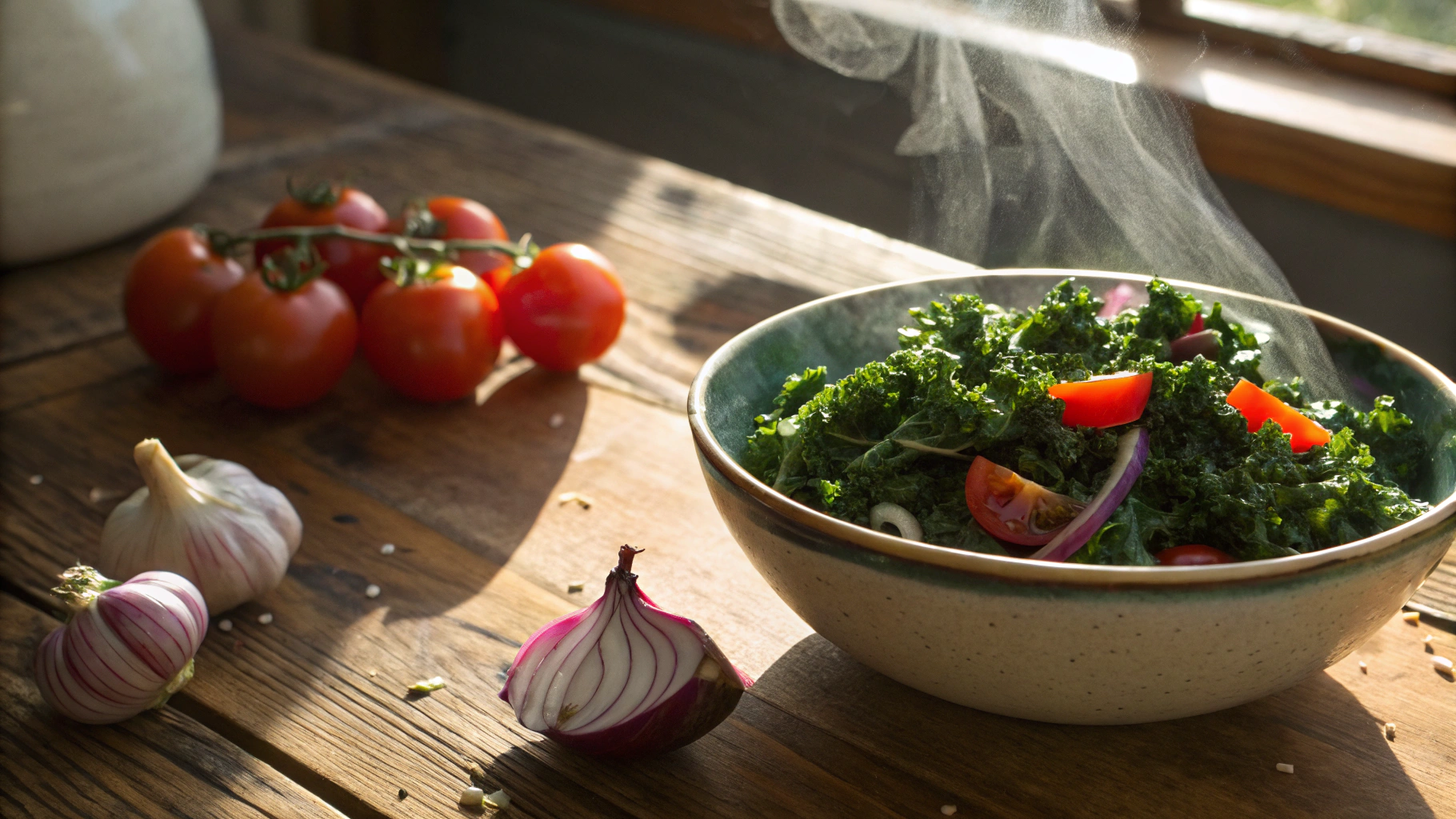 Low Carb Braised Kale with Tomatoes