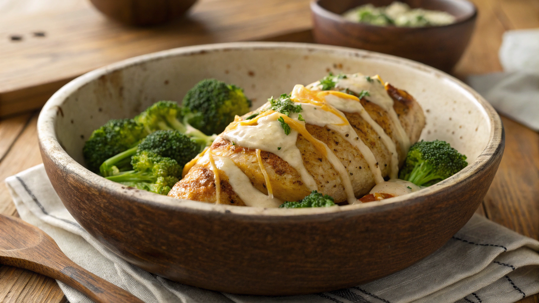 Low Carb Broccoli Cheddar Hasselback Chicken