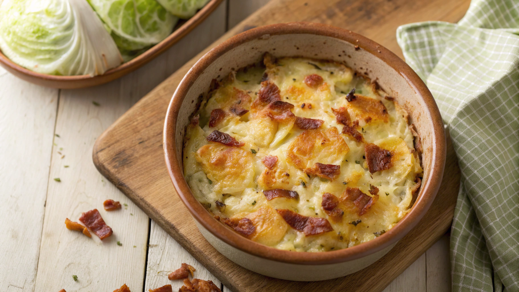 Low Carb Cabbage And Bacon Gratin