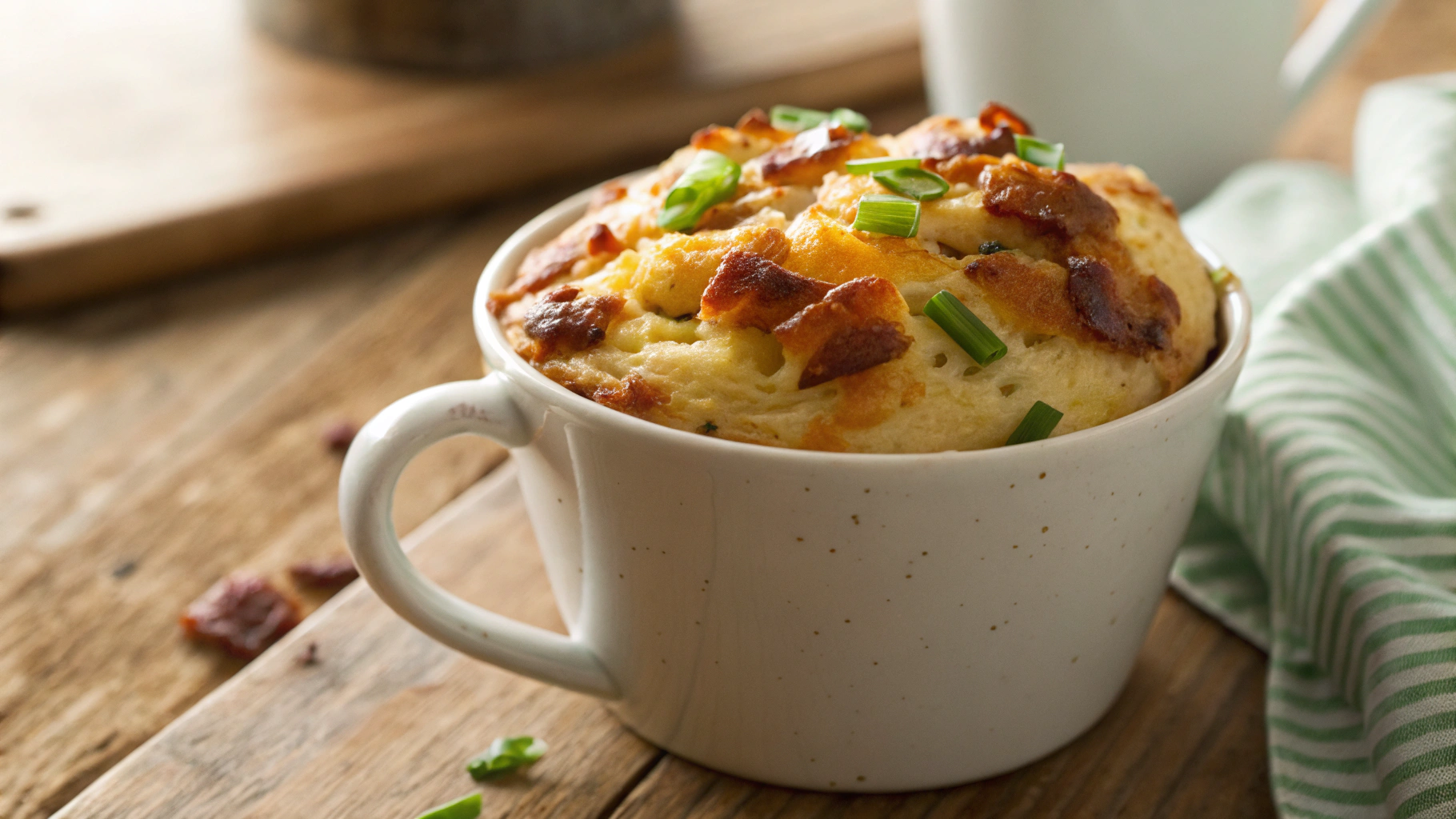 Keto Cheddar Bacon Mug Bread Snack