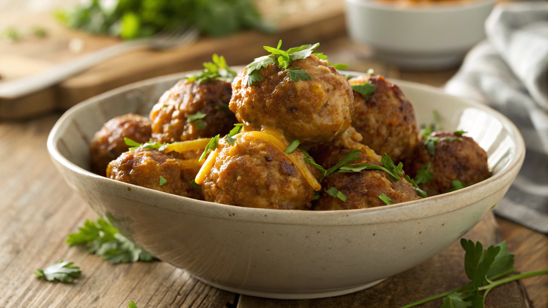 Low Carb Cheddar Italian Sausage Meatballs
