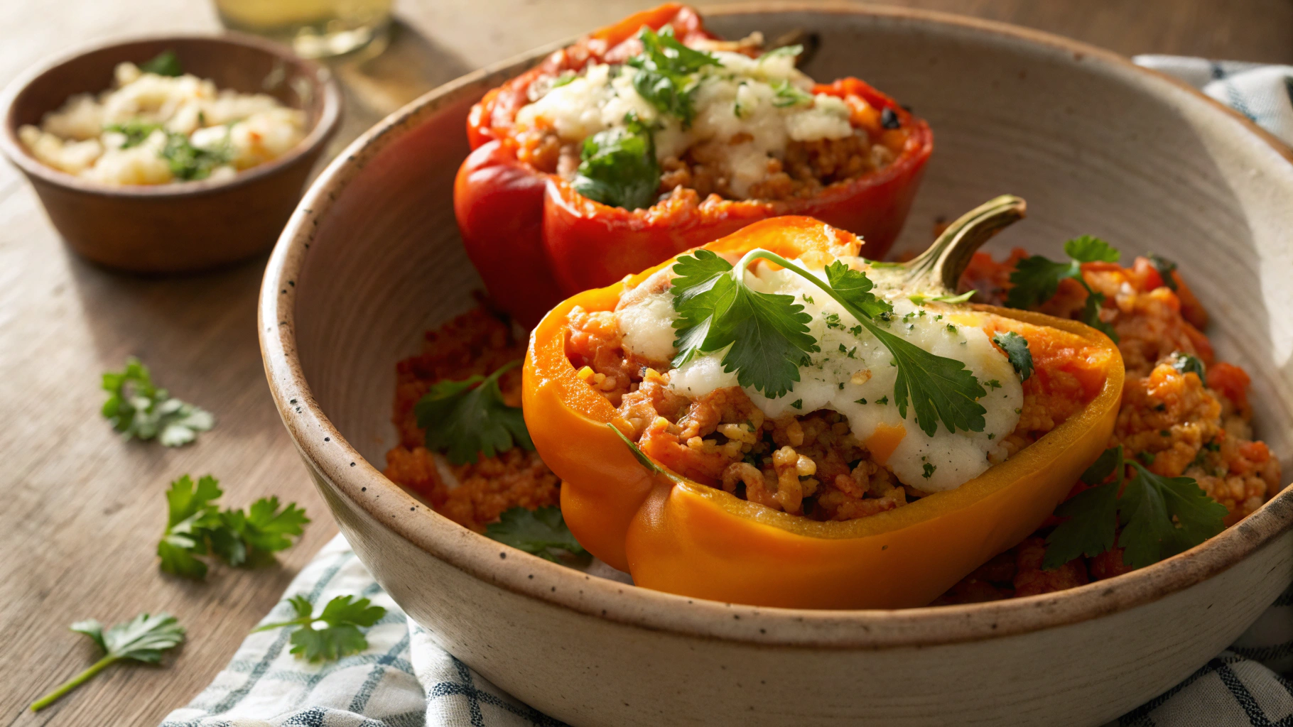 Low Carb Cheesy Rice Stuffed Peppers