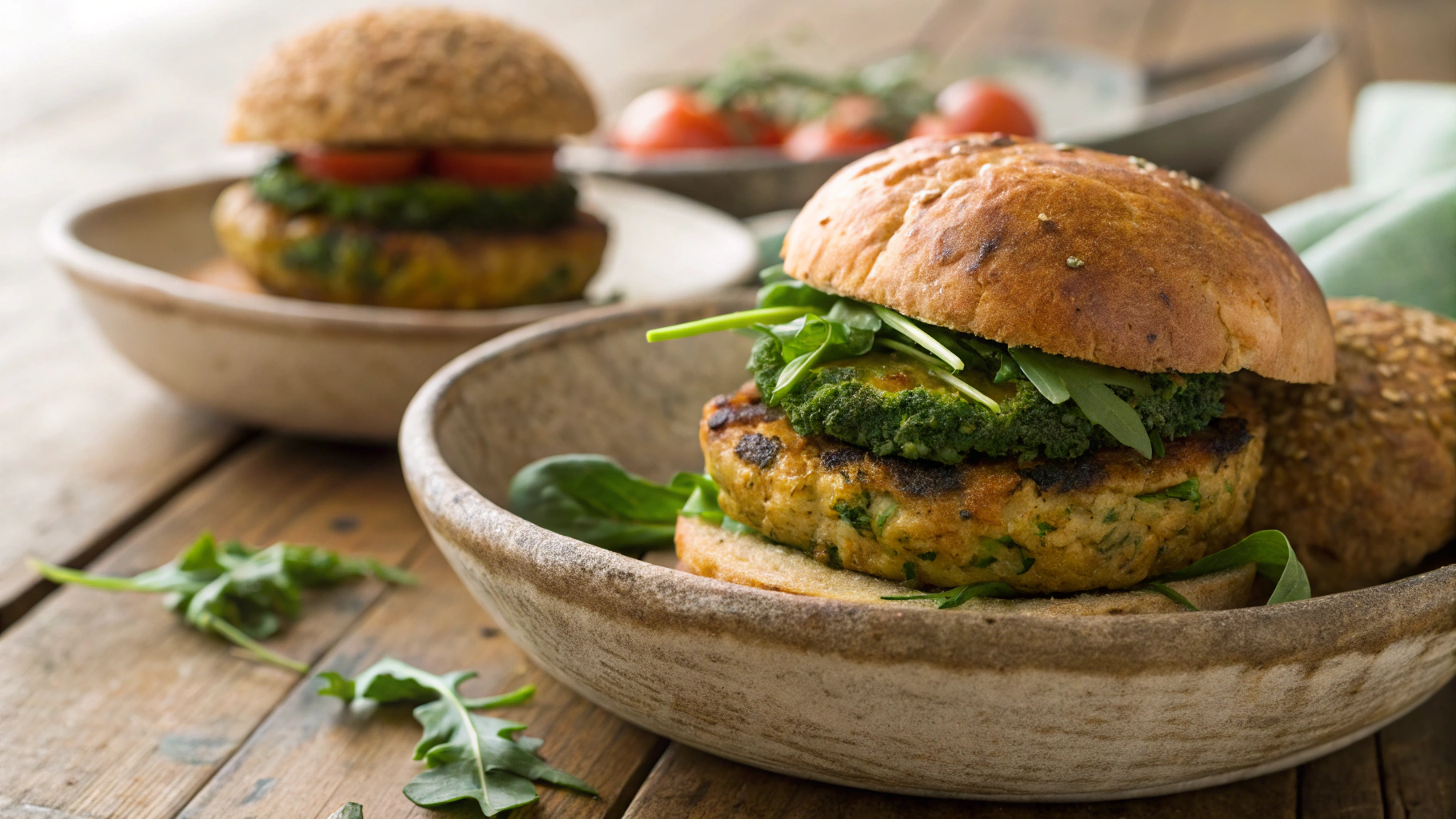 Low Carb Cheesy Spinach And Broccoli Burger