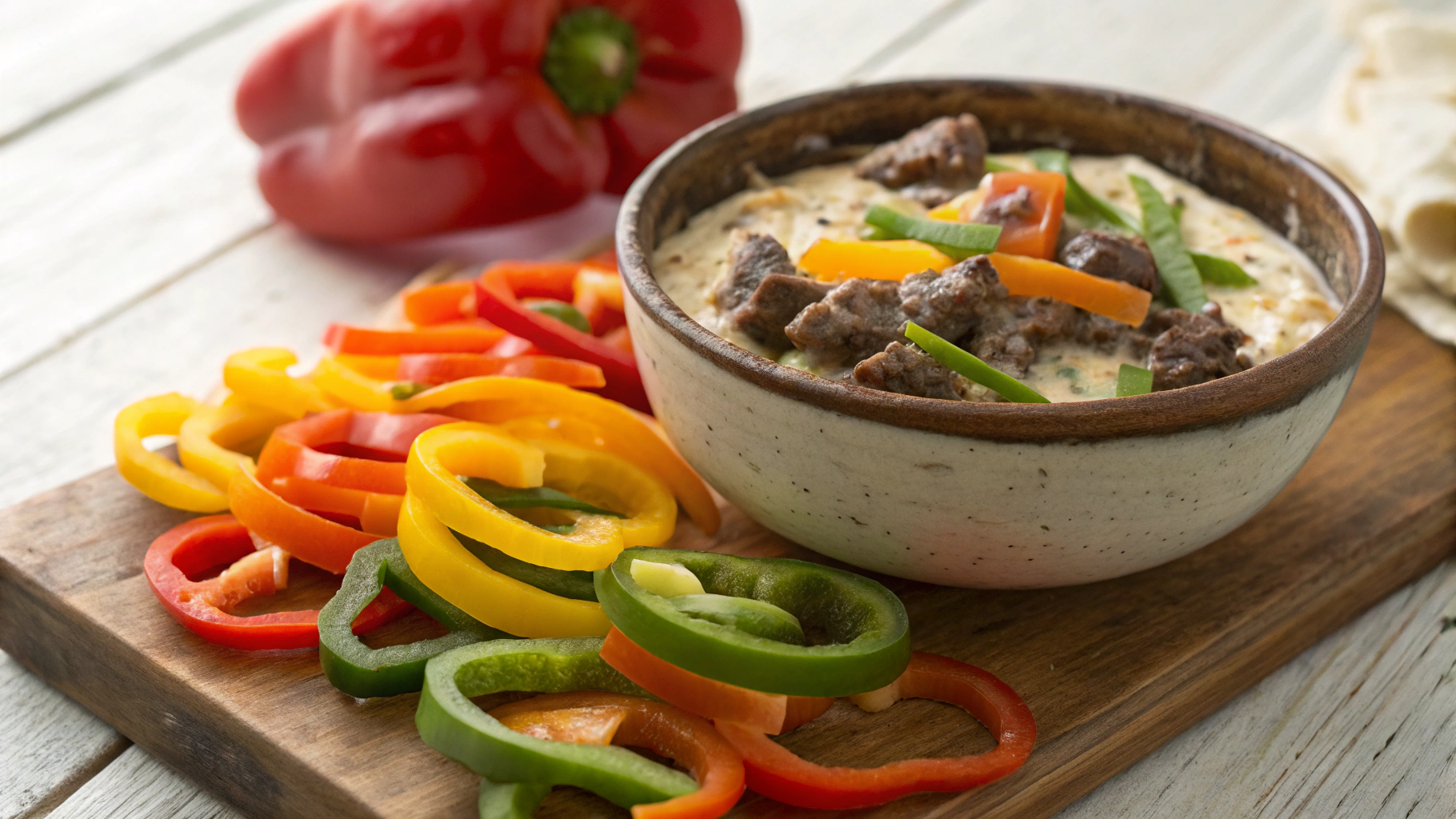 Low Carb Cheesy Steak Fajita Dip