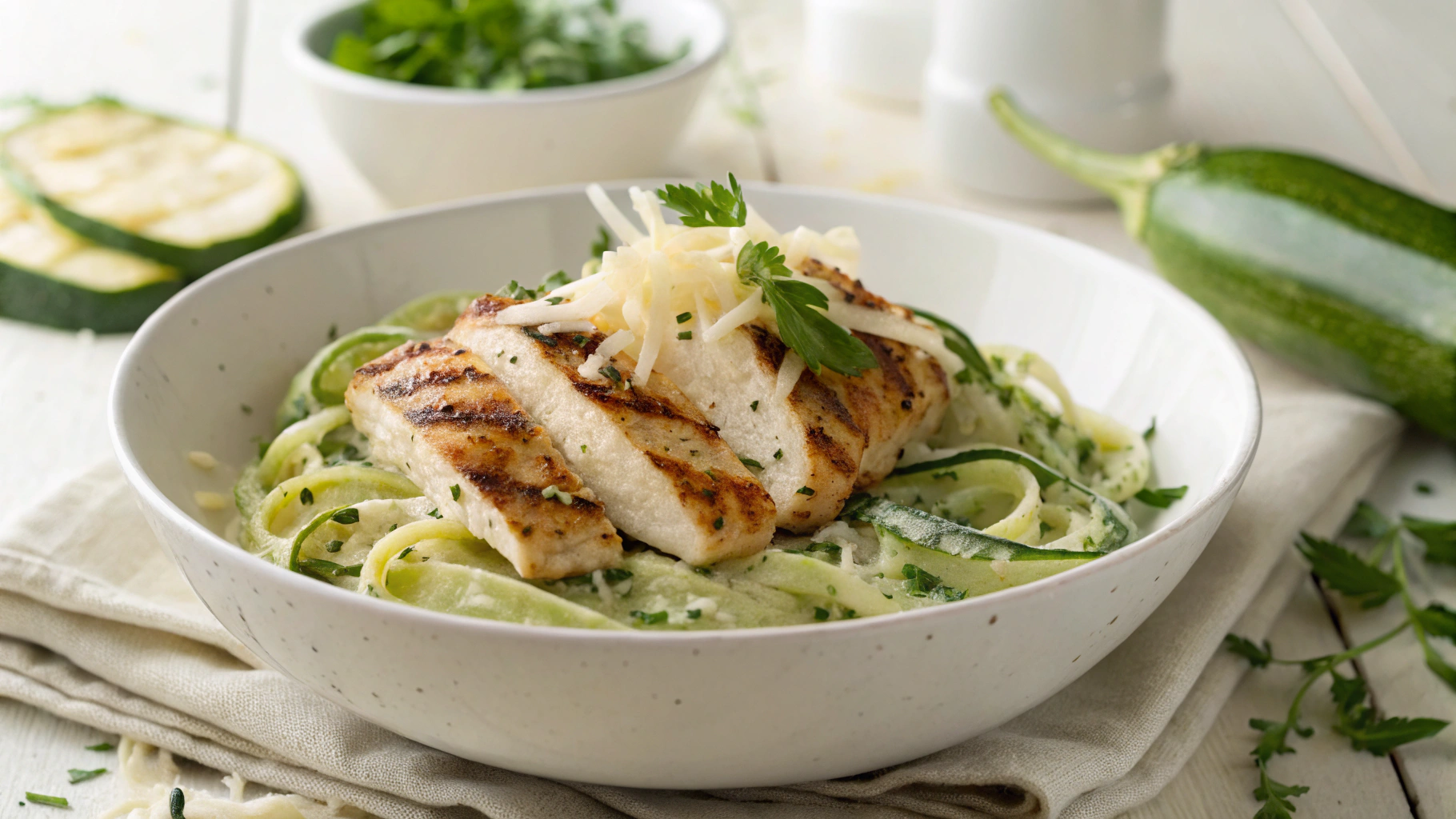 Low Carb Chicken Alfredo Zoodles