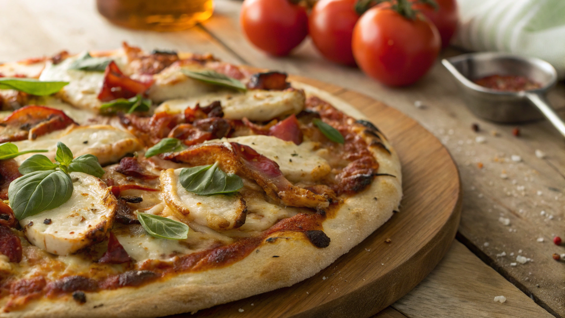 Keto Chicken and Bacon Fathead Pizza