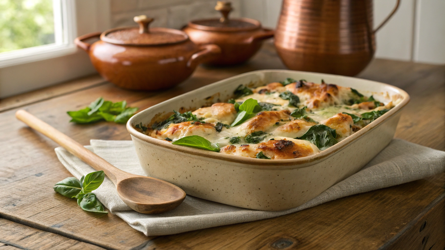 Low Carb Chicken and Kale Parm Casserole