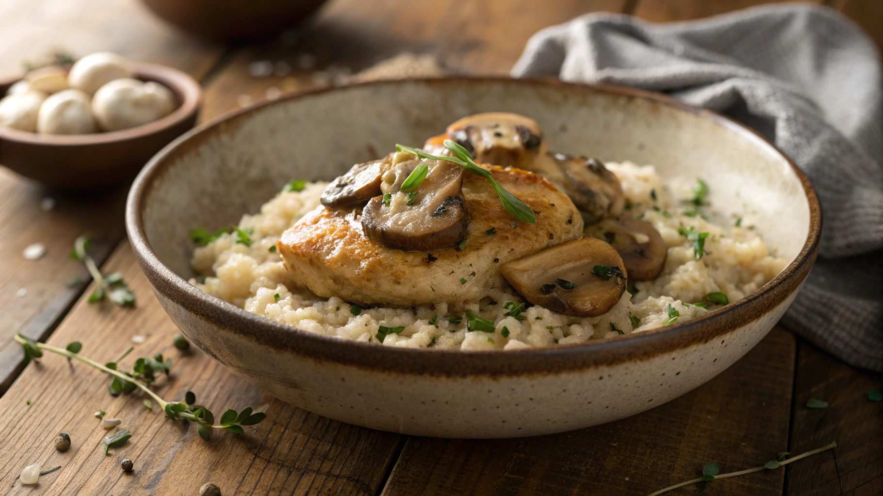 Low Carb Chicken and Mushroom Stew Over Rice