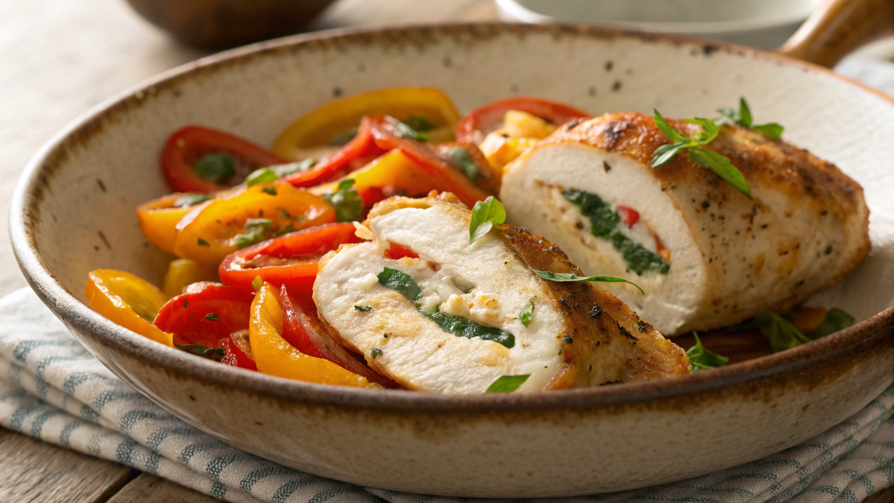 Low Carb Chicken Breasts Stuffed with Piquante Peppers and Cream Cheese