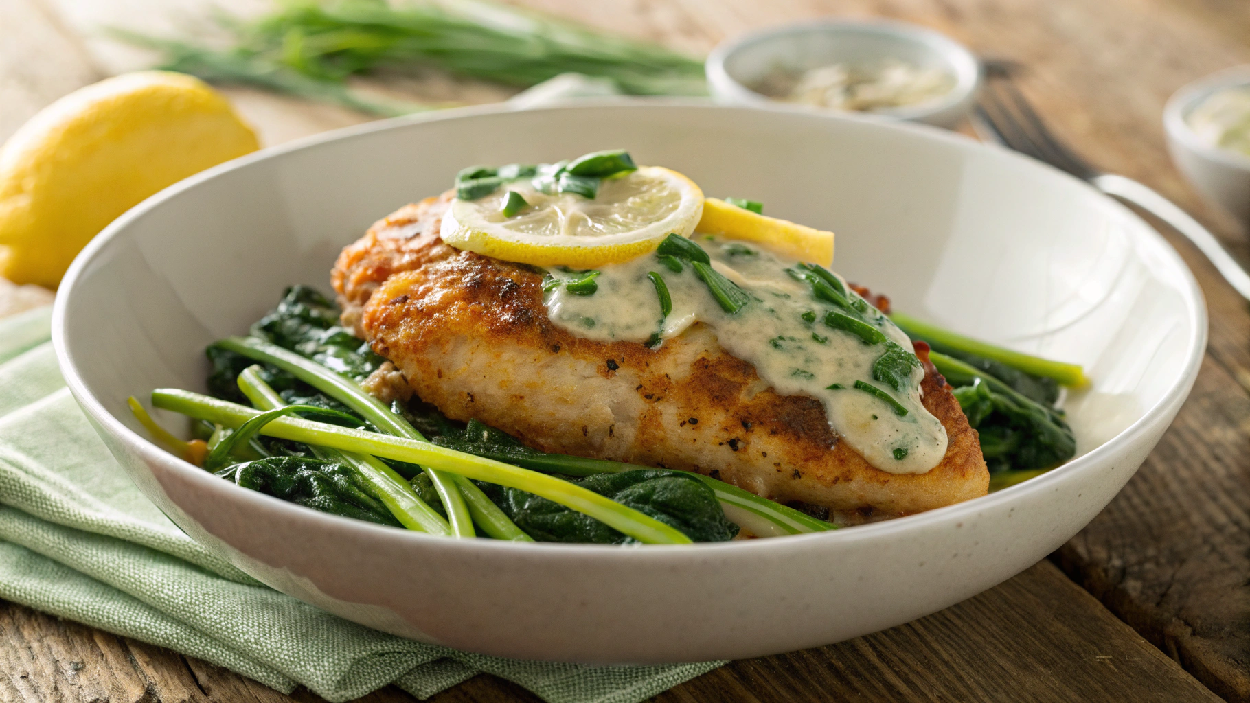 Keto Chicken Florentine with Crispy Rapini