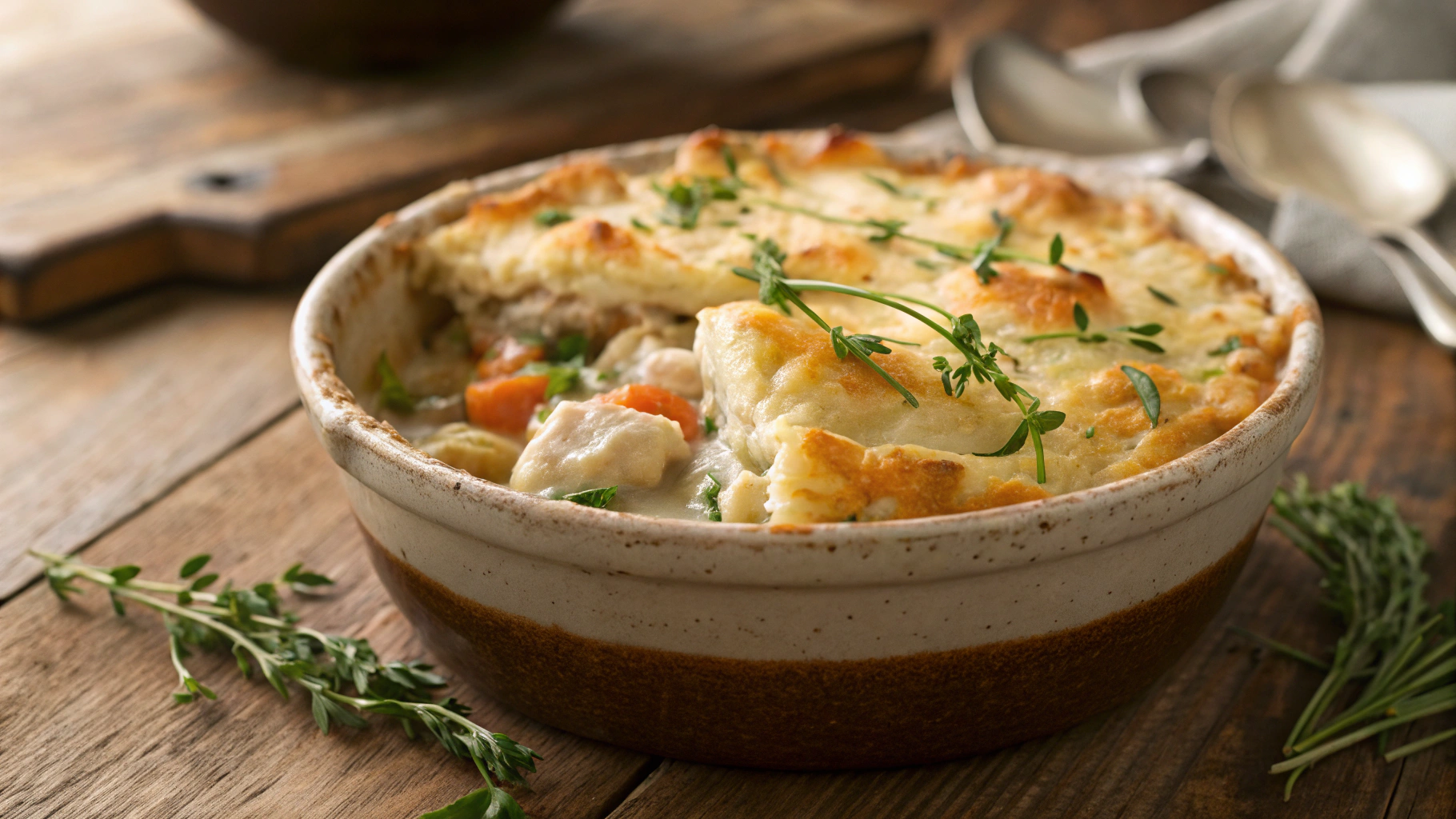 Low Carb Chicken Pot Pie Casserole w Buttery Rice