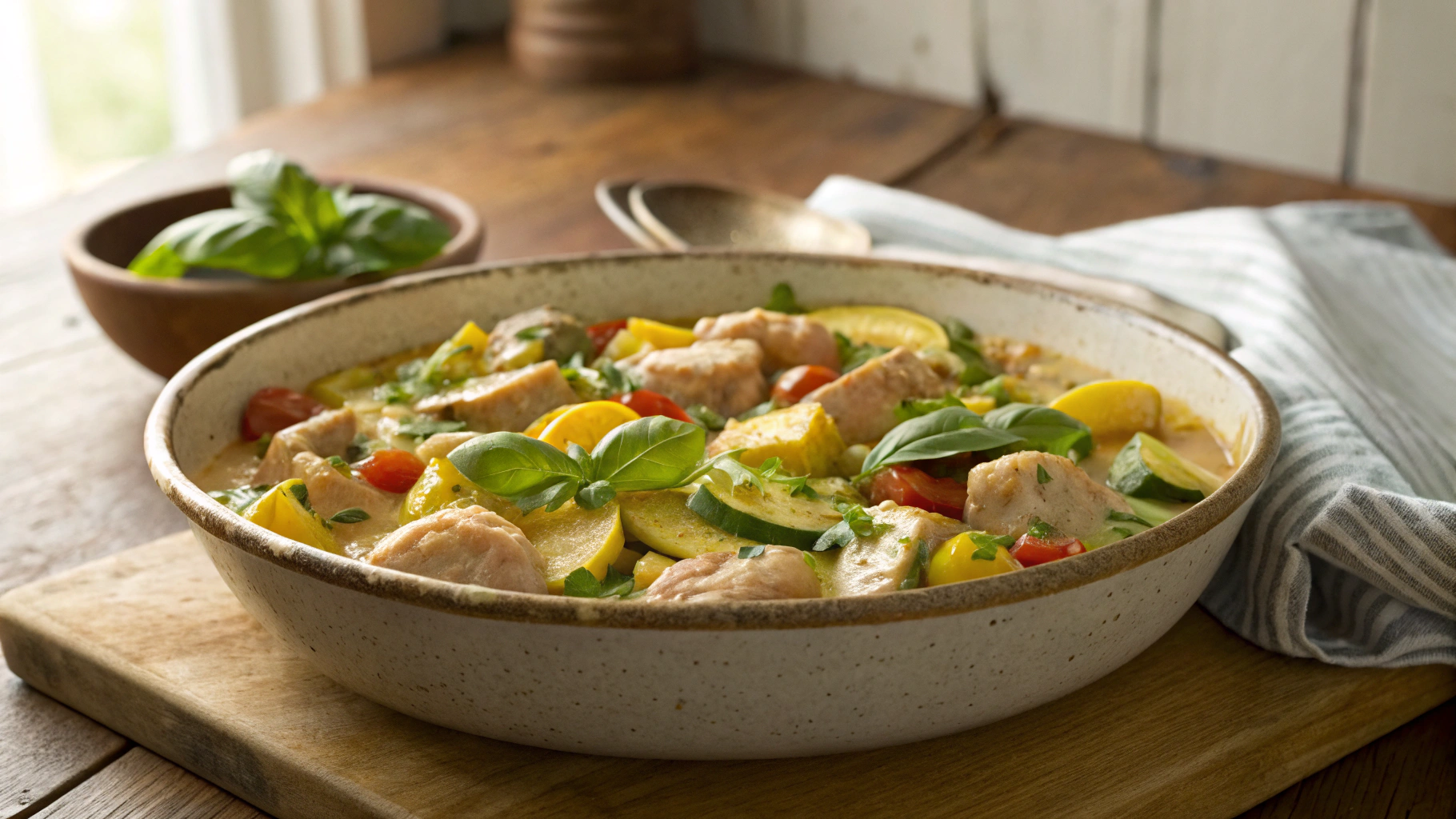 Low Carb Chicken Sausage and Squash Skillet