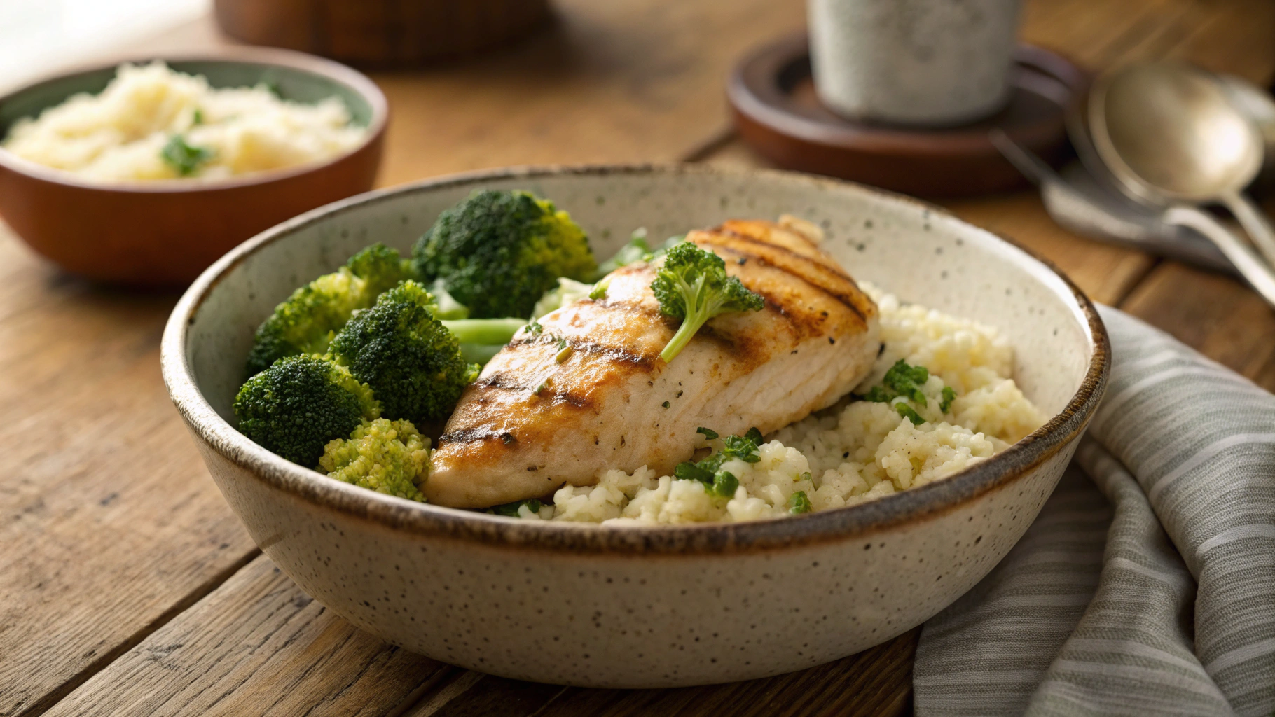 Keto Chicken w Cheesy Broccoli and Rice