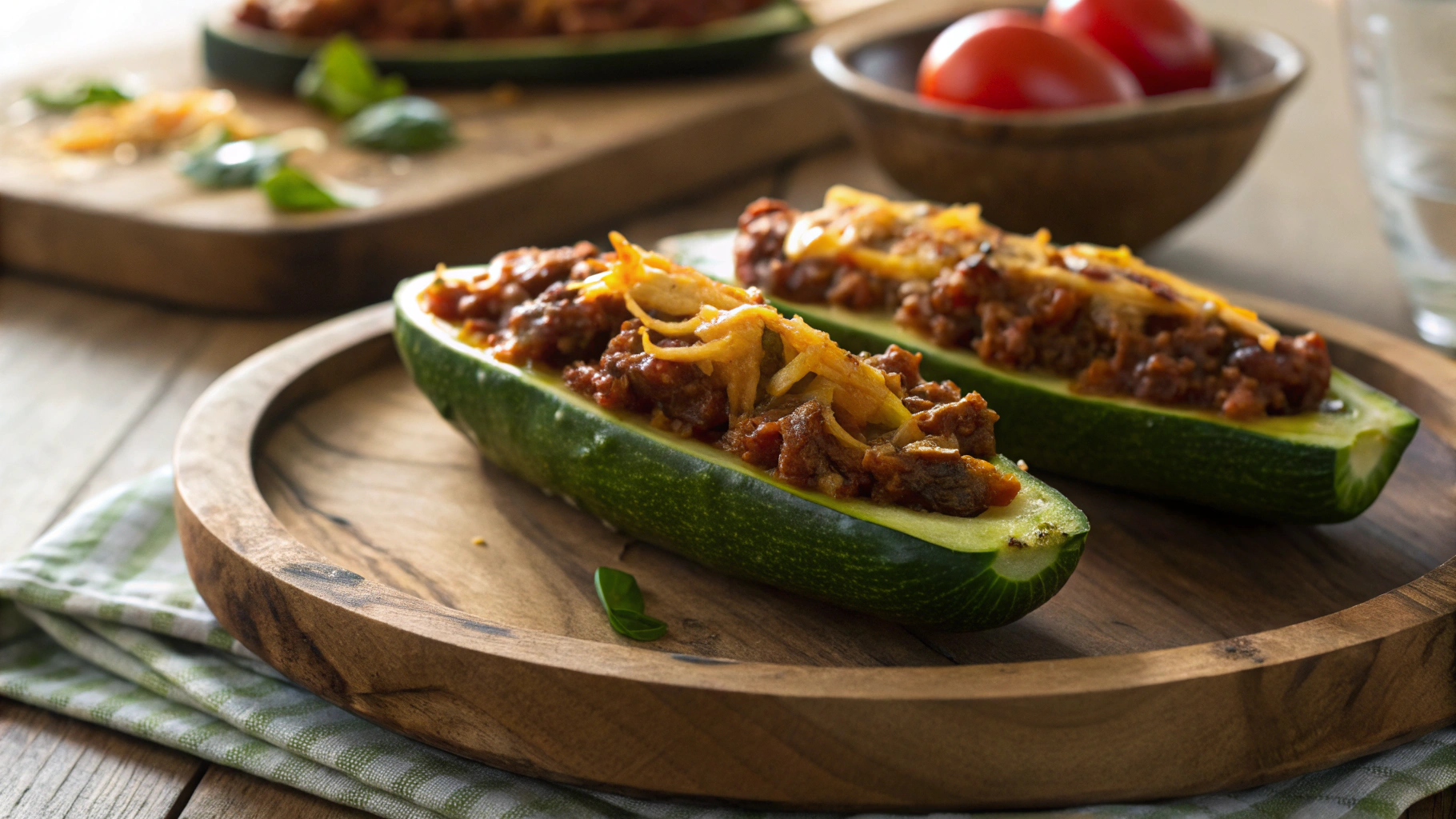 Low Carb Chili Cheese Zucchini Dogs