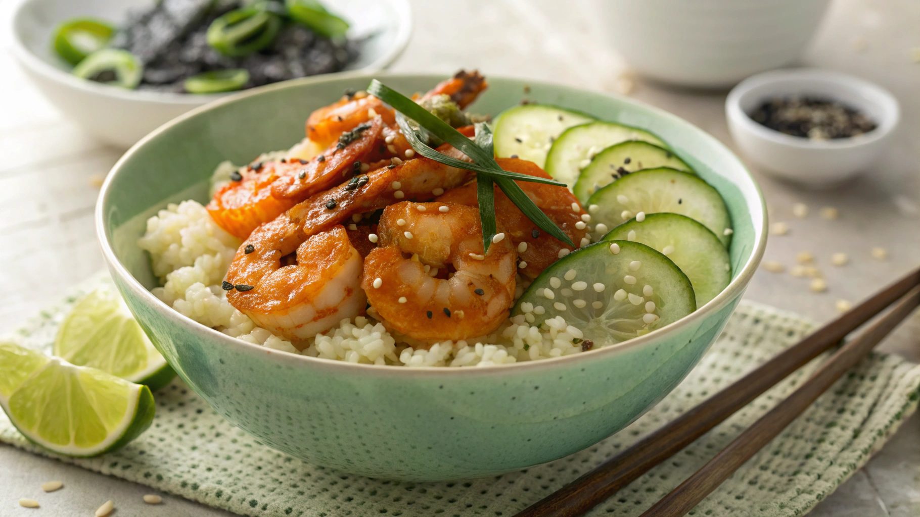 Low Carb Chili Lime Shrimp Rice Bowl