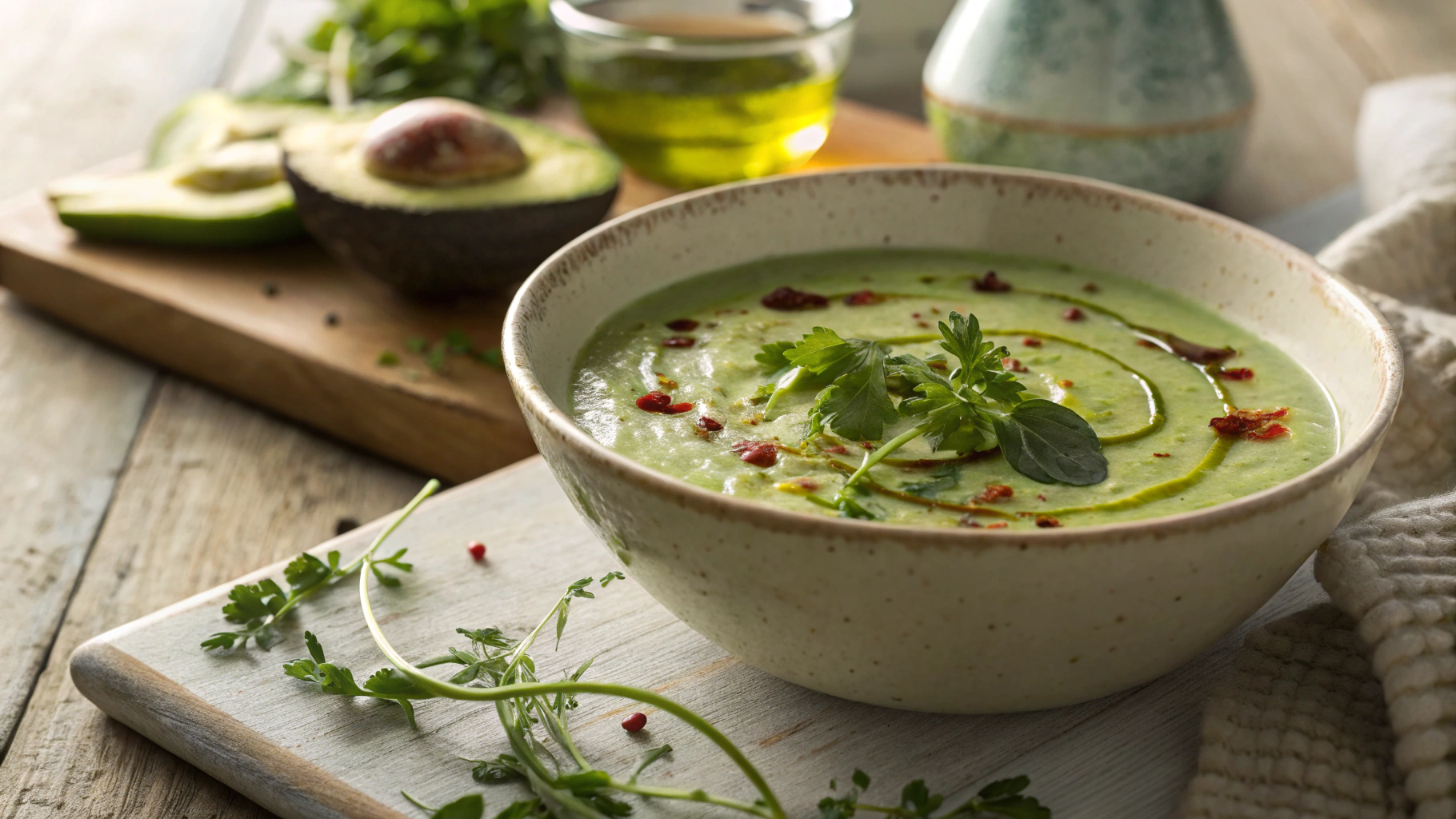 Keto Chilled Cucumber and Avocado Soup