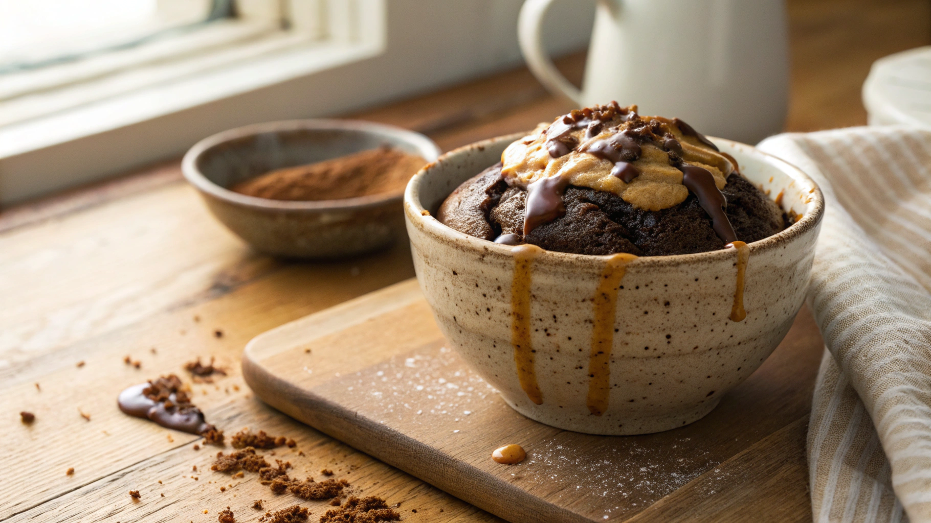 Low Carb Chocolate Peanut Butter Mug Cake