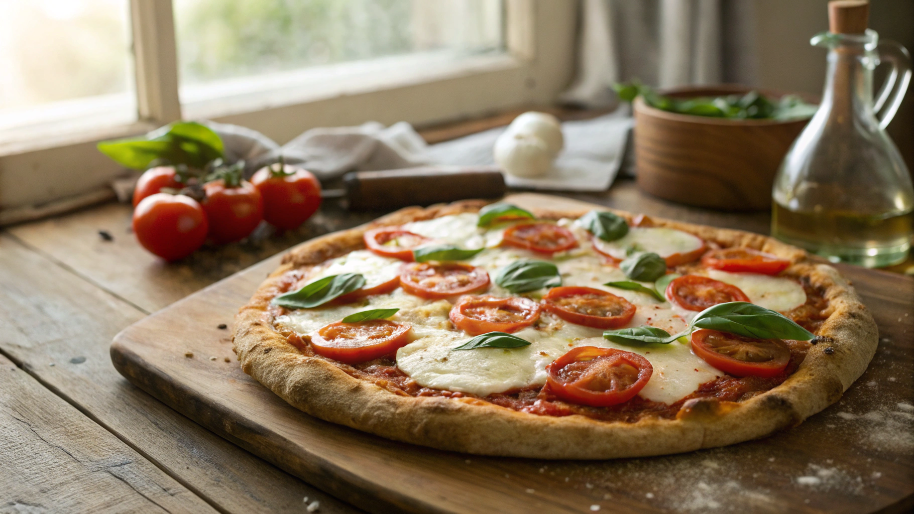 Low Carb Coconut Flour Fathead Margherita Pizza