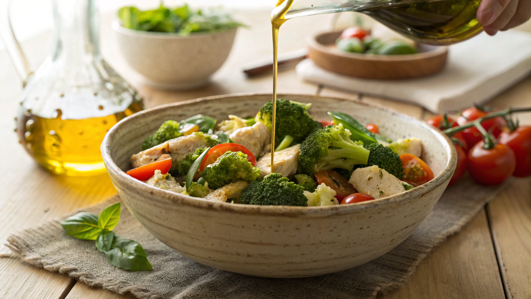 Keto Cold Italian Broccoli Salad with Chicken