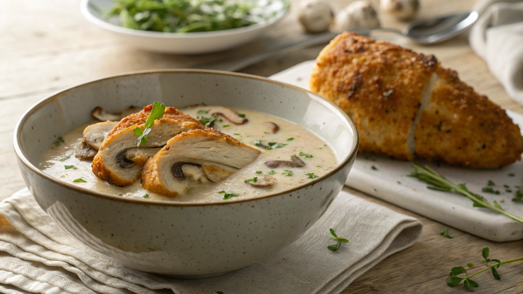 Low Carb Cream Of Mushroom Soup w Air Fryer BLT Chicken