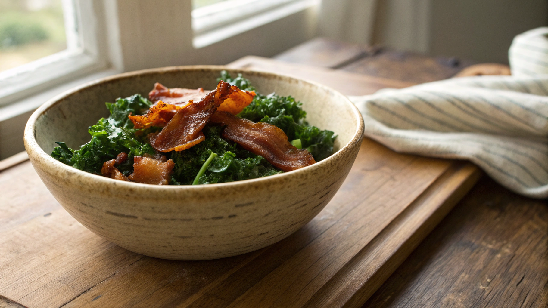 Keto Crispy Bacon and Kale